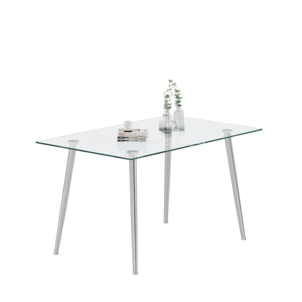 商品Streamdale Furniture|Streamdale 0.32" Thick Tempered Glass Top Dining Table With Silver Stainless,价格¥2181,第3张图片详细描述