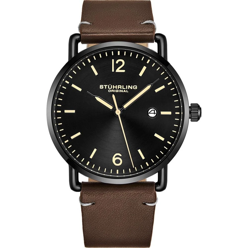 商品Stuhrling|Original Men's Black Case, Black Dial, Brown Leather Strap Watc,价格¥660,第1张图片