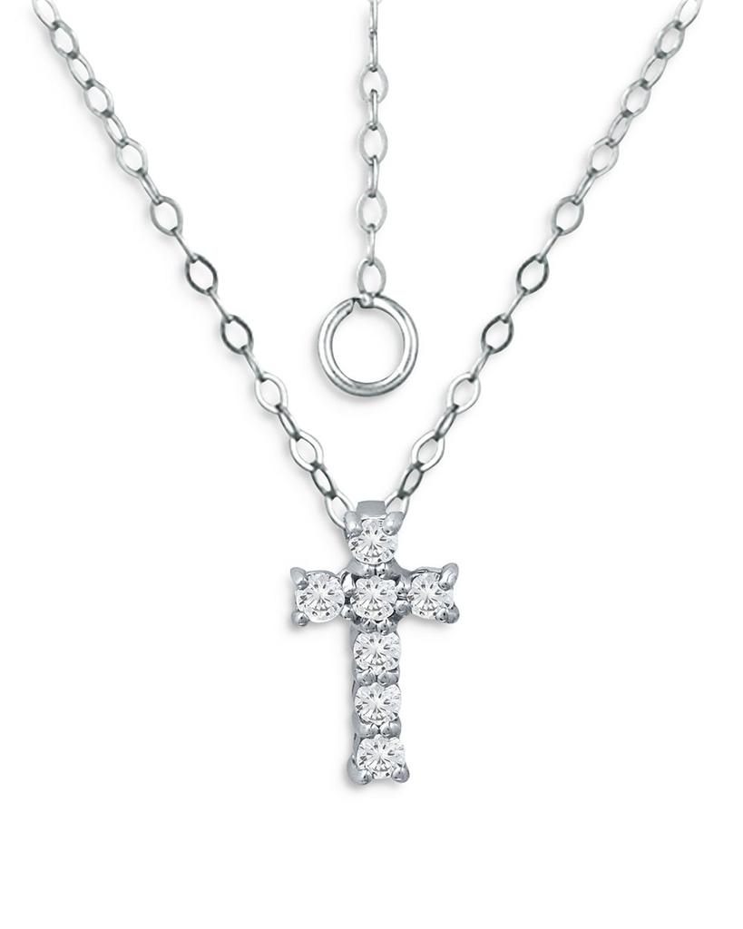 Cubic Zirconia Cross Pendant Necklace in Sterling Silver, 15.5"-17.5" - 100% Exclusive商品第3张图片规格展示