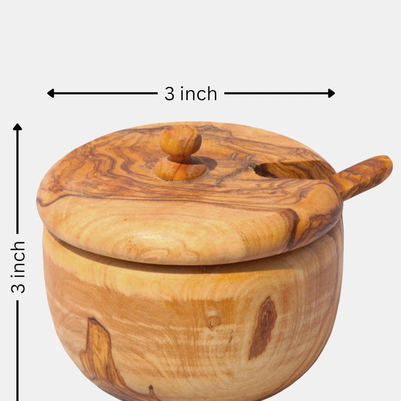 商品Kamsah|Olive Wood Sugar Cellar With Spoon,价格¥287,第2张图片详细描述