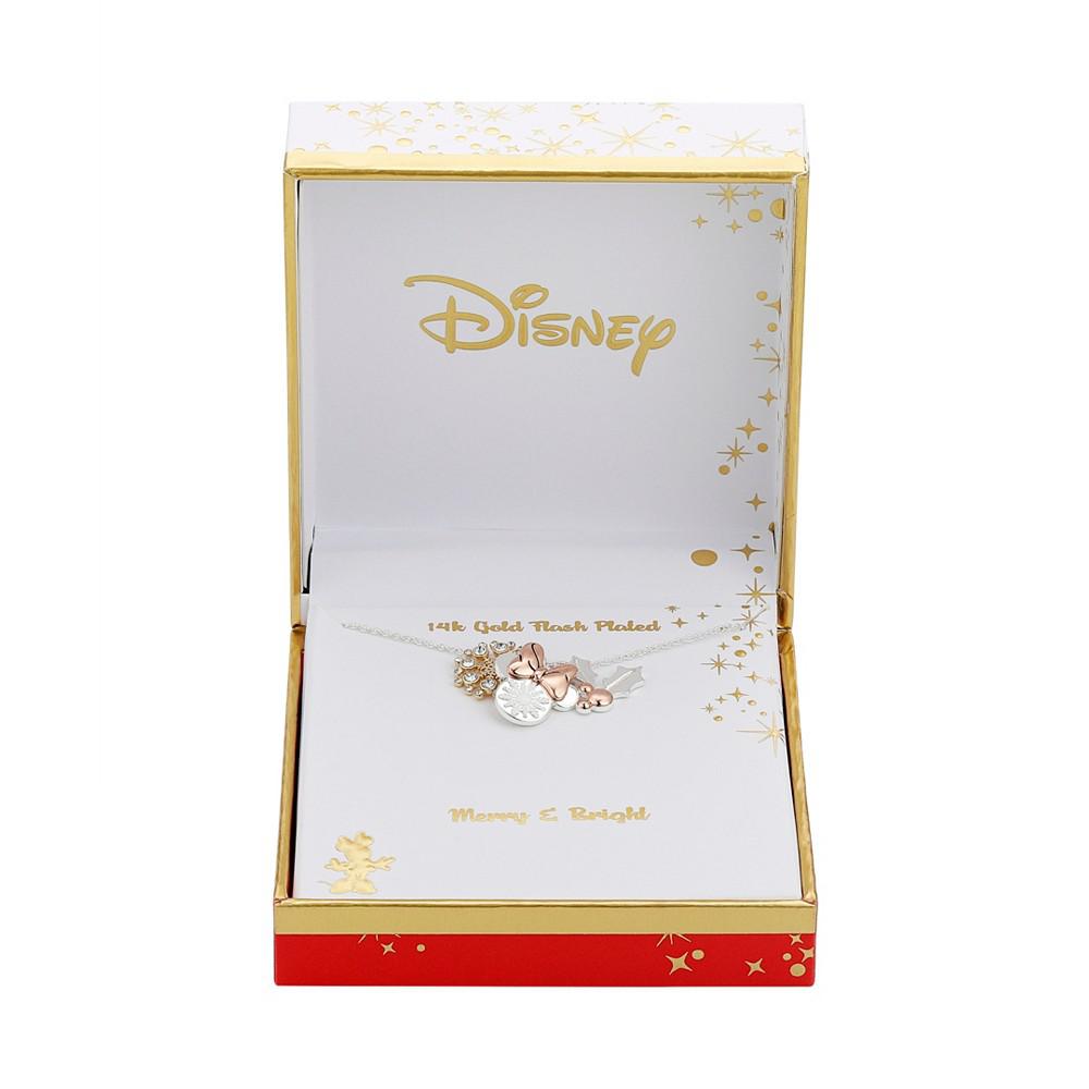 Crystal Minnie Mouse Charm Pendant Necklace (0.10 ct.t.w. / 0.01 ct.t.w.) in 14K Gold Flash Plated Set 3 Piece商品第2张图片规格展示