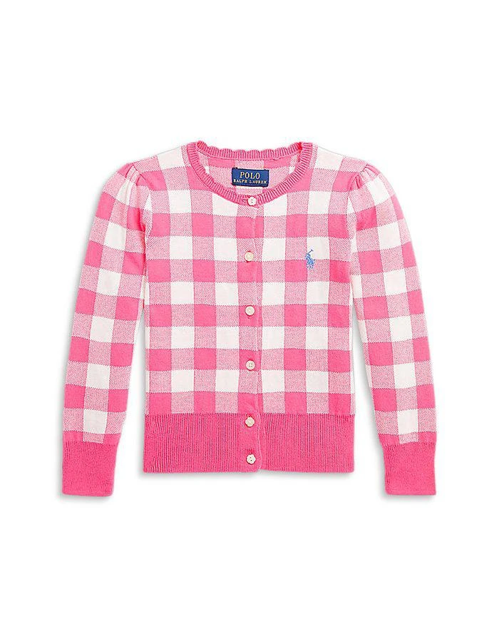 商品Ralph Lauren|Girls' Gingham Cotton Cardigan - Little Kid,价格¥312,第1张图片