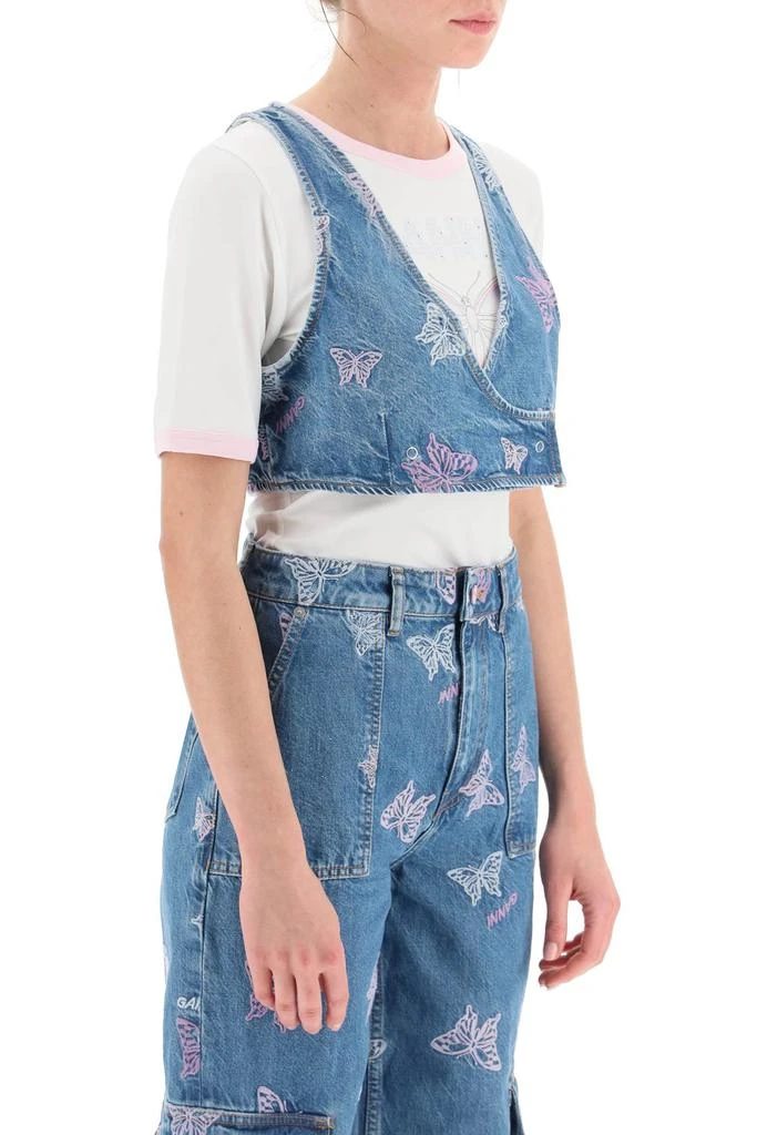 商品Ganni|Butterfly Denim Cropped Top,价格¥985,第2张图片详细描述