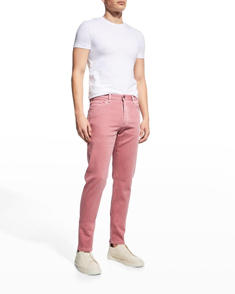 Men's Five-Pocket Solid Denim Trousers商品第3张图片规格展示