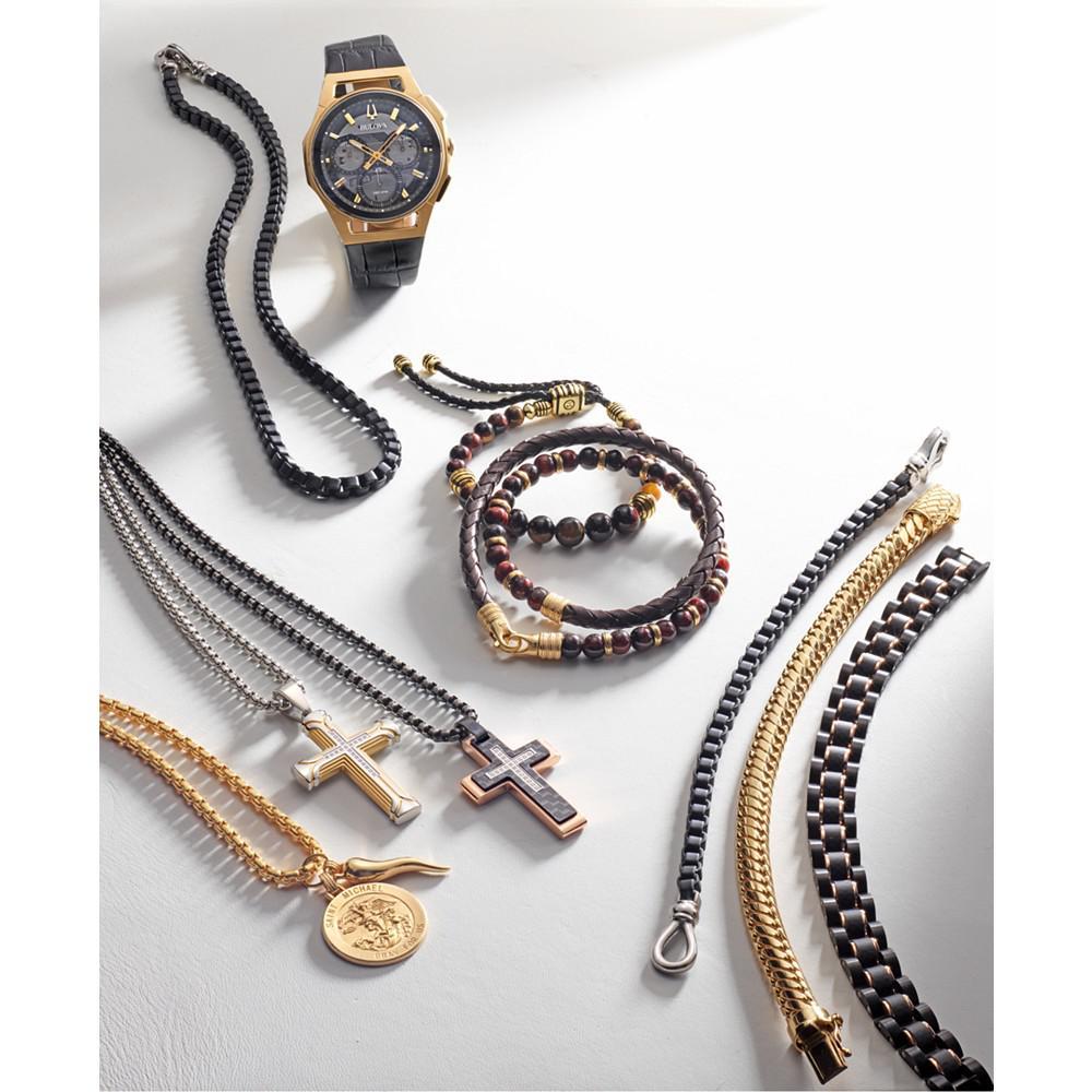 商品Esquire Men's Jewelry|Diamond Cross 22" Pendant Necklace (1/10 ct. t.w.) in Stainless Steel, Black Carbon Fiber, Created for Macy's,价格¥1718,第5张图片详细描述