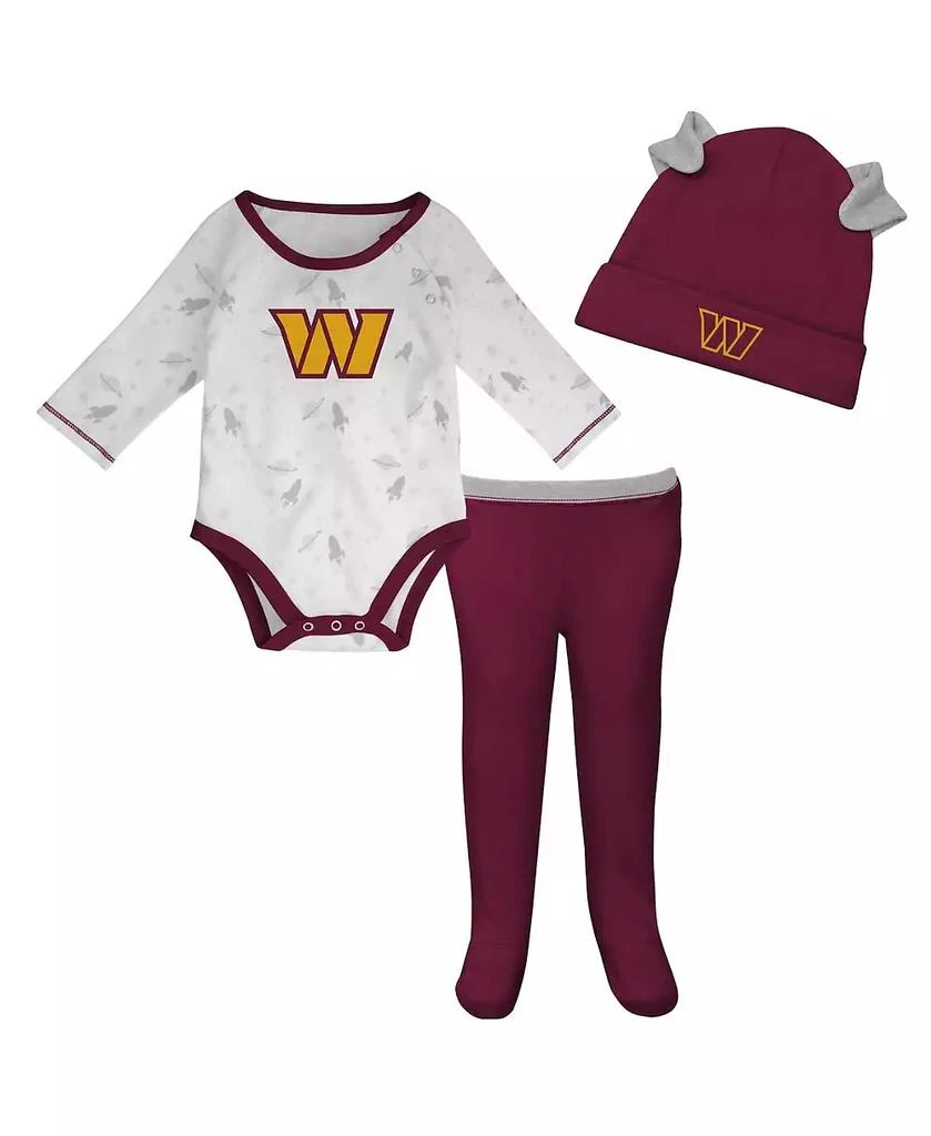 商品Outerstuff|Newborn and Infant Boys and Girls White, Burgundy Washington Commanders Dream Team Onesie Pants and Hat Set,价格¥240,第1张图片