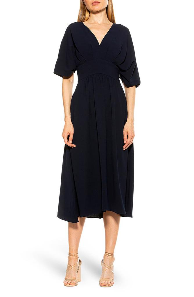 （轻微瑕疵）August Draped Midi Fit & Flare Dress商品第1张图片规格展示