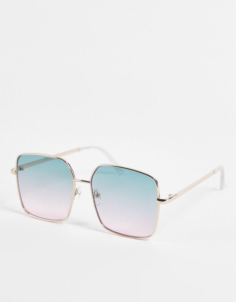 ASOS DESIGN oversized 70s sunglasses in metal frame with ocean lens商品第1张图片规格展示