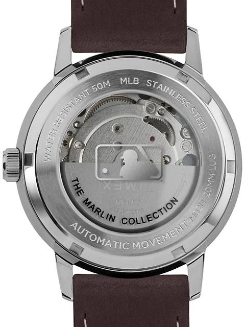 Marlin® Automatic Stainless Steel & Leather Strap Watch商品第5张图片规格展示