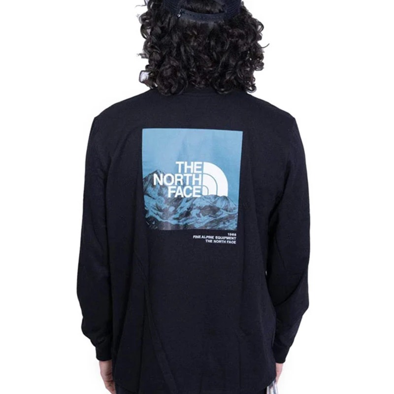 商品[国内直发] The North Face|北面/ 雪山Logo印花圆领套头长袖T恤 男款 黑色,价格¥606,第5张图片详细描述