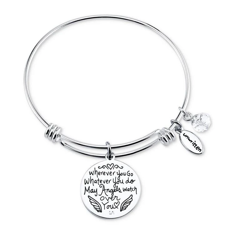 商品Unwritten|Two-Tone Angel Wings Charm Bangle Bracelet in Stainless Steel,价格¥105,第3张图片详细描述