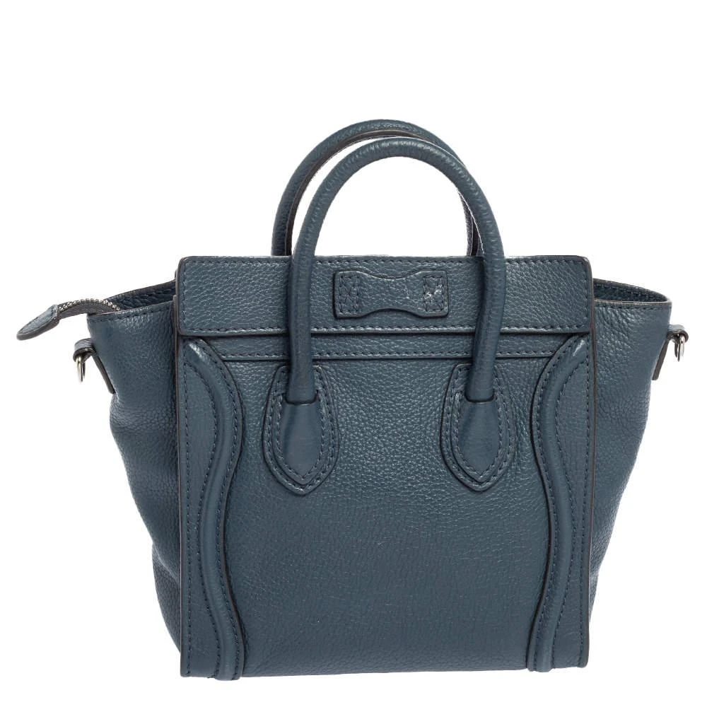 商品[二手商品] Celine|Céline Blue Leather Nano Luggage Tote,价格¥4703,第4张图片详细描述