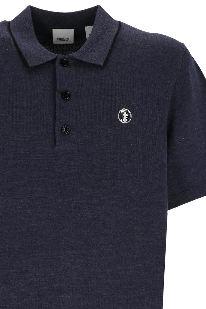 商品Burberry|Monogram motif wool-silk-cashmere polo shirt featuring blue,价格¥3650,第2张图片详细描述