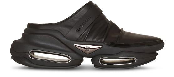 商品Balmain|B-Bold 褶裥皮革款穆勒运动鞋,价格¥5974,第1张图片