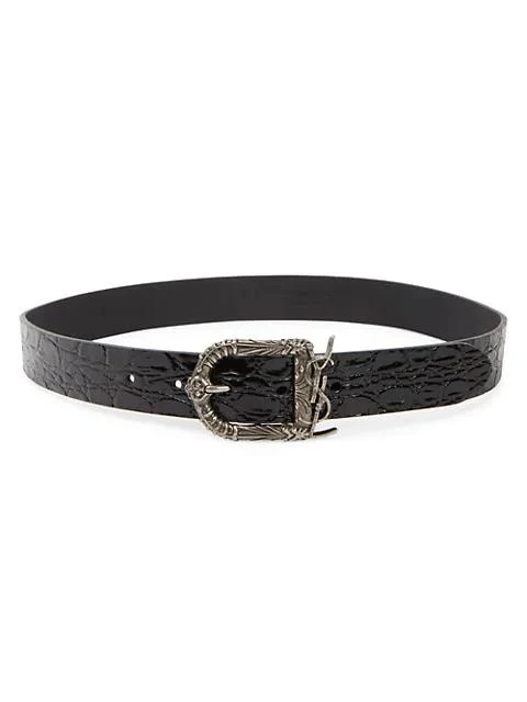 商品Yves Saint Laurent|Celtic Croc-Embossed Leather Belt,价格¥3533,第1张图片