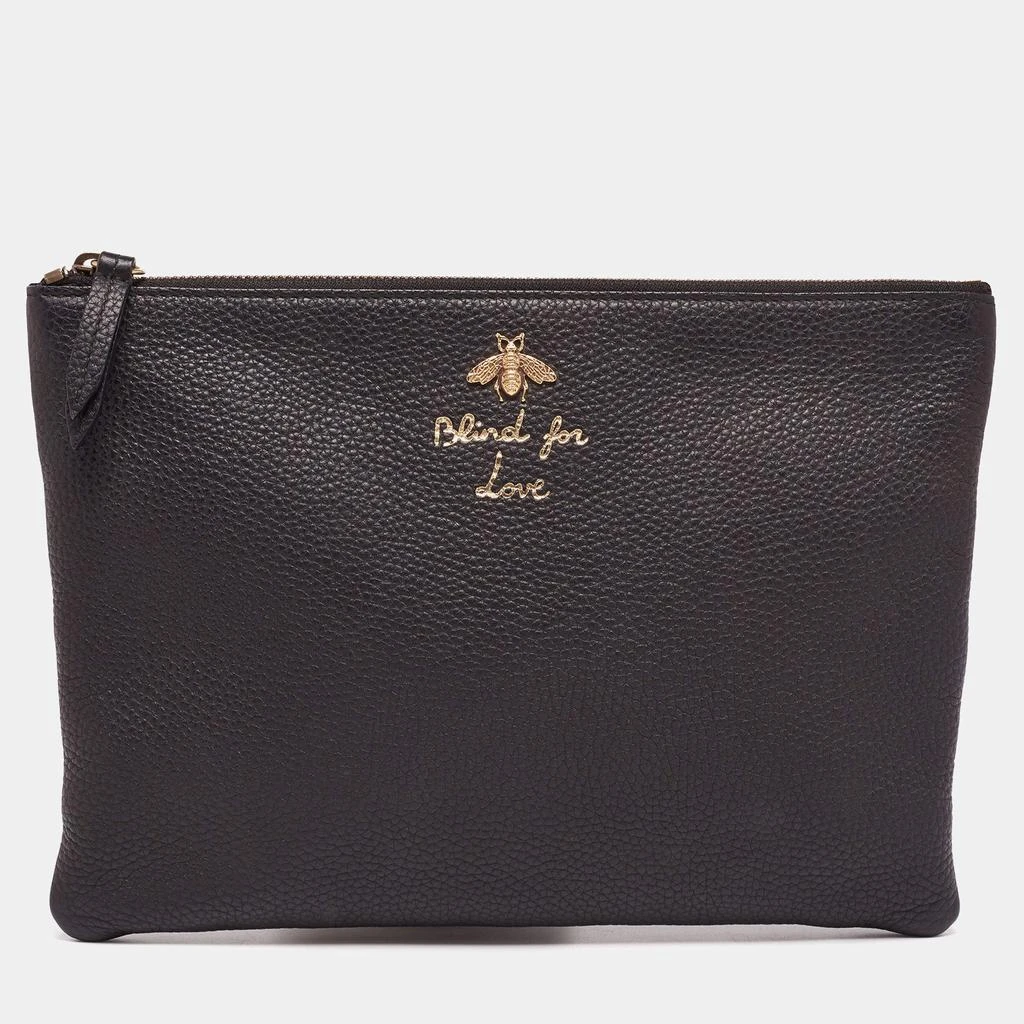 商品[二手商品] Gucci|Gucci Black Blind for Love Leather Clutch ,价格¥3604,第1张图片