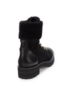 商品Stuart Weitzman|Alpine Leather & Suede Shearling Combat Boots,价格¥1287,第3张图片详细描述