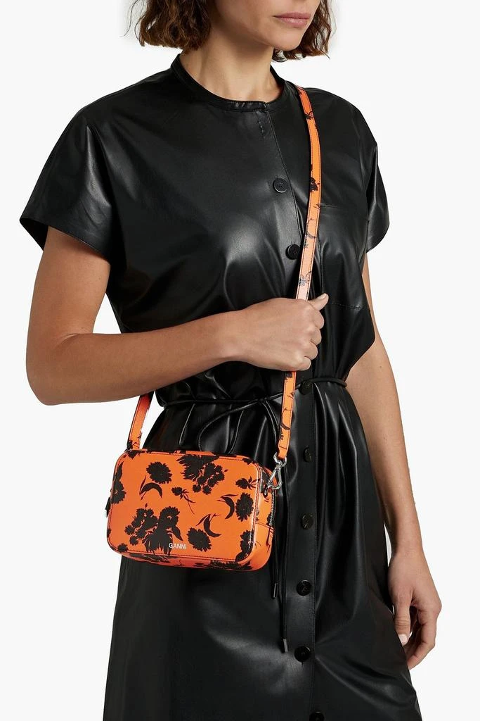 商品Ganni|Floral-print textured-leather shoulder bag,价格¥822,第2张图片详细描述