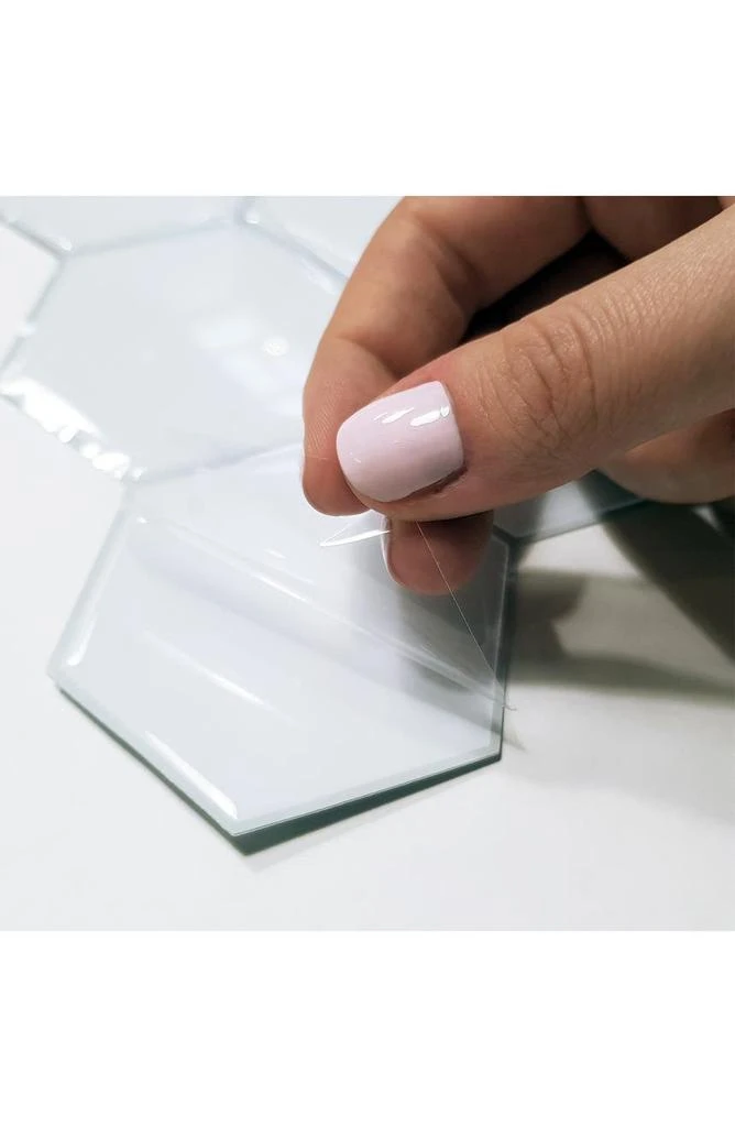 商品WALPLUS|Classic Hexa Premium White Glossy 3D Sticker Tile 28 x 20cm (11 x 8 in) - Pack of 8,价格¥281,第3张图片详细描述