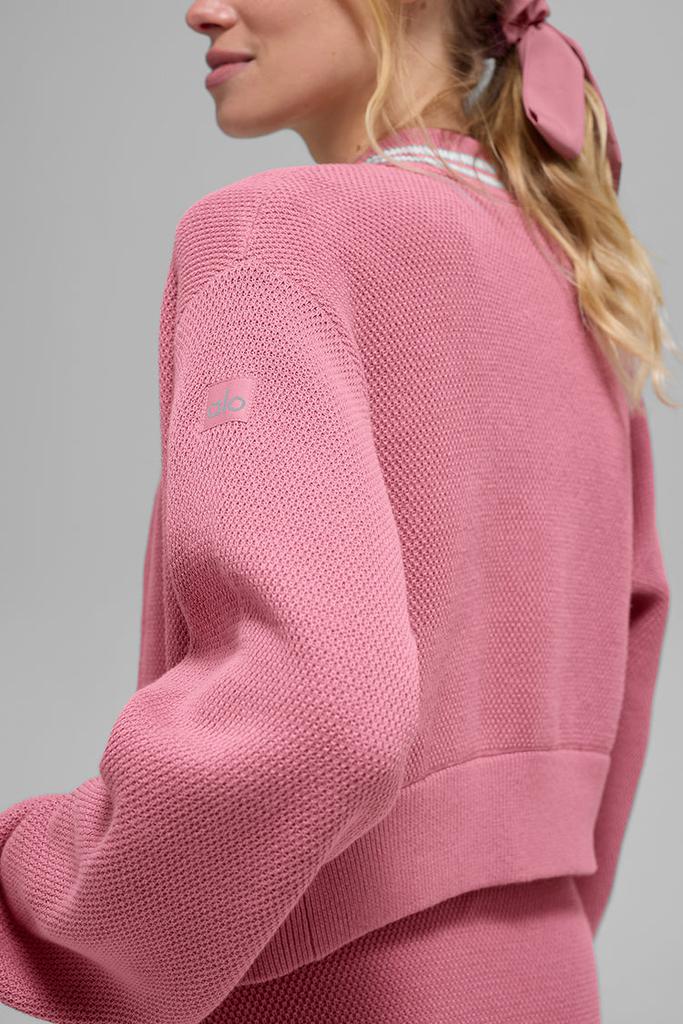 トップス Alo Tennis Club Sweater Knit Jacket Alo Tennis Club Sweater Knit Full Zip Jacket - Pink Wild Rose