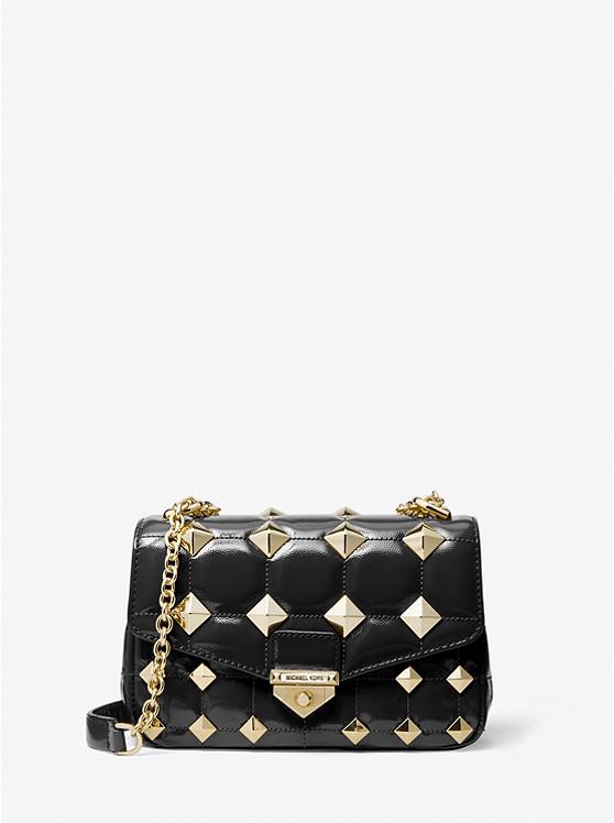 SoHo Small Studded Quilted Patent Leather Shoulder Bag商品第1张图片规格展示