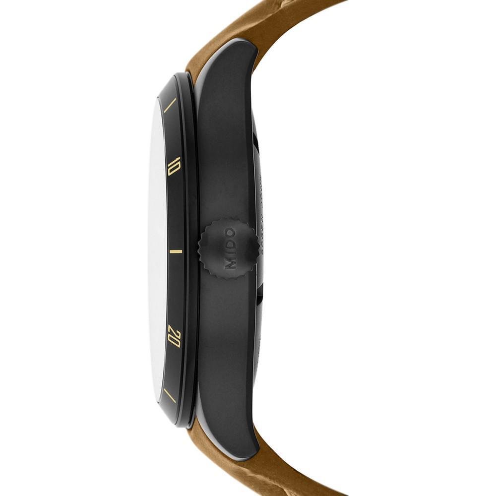 商品MIDO|Men's Swiss Automatic Multifort Brown Leather Strap Watch 42mm,价格¥7218,第5张图片详细描述