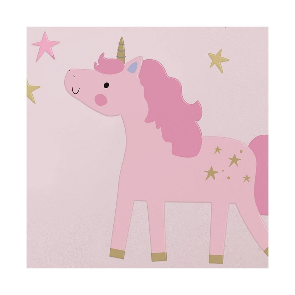 商品Bedtime Originals|Rainbow Unicorn with Owl and Stars Pink/Gold Wall Decals,价格¥123,第2张图片详细描述