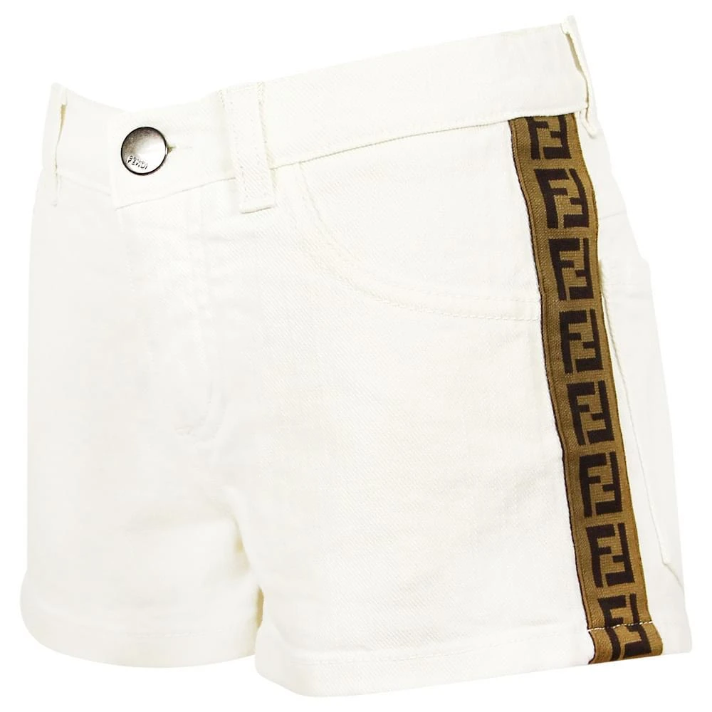 商品Fendi|White Denim Logo Tape Shorts,价格¥1176,第1张图片