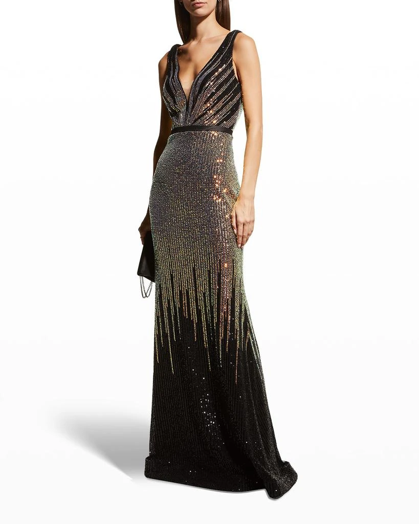 商品Basix Black Label|Sleeveless Ombre Sequin Gown,价格¥1477,第1张图片