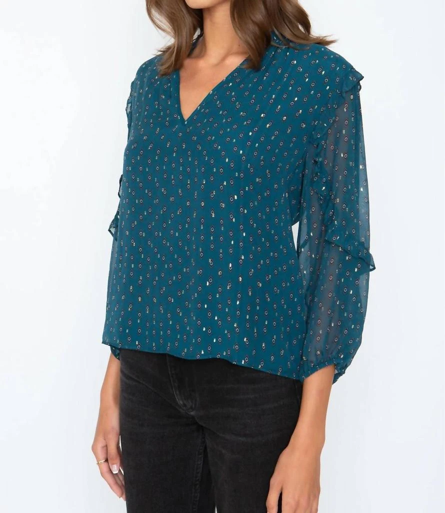 商品Caballero|Gracie Top in Emerald Lurex Chiffon,价格¥1099,第2张图片详细描述