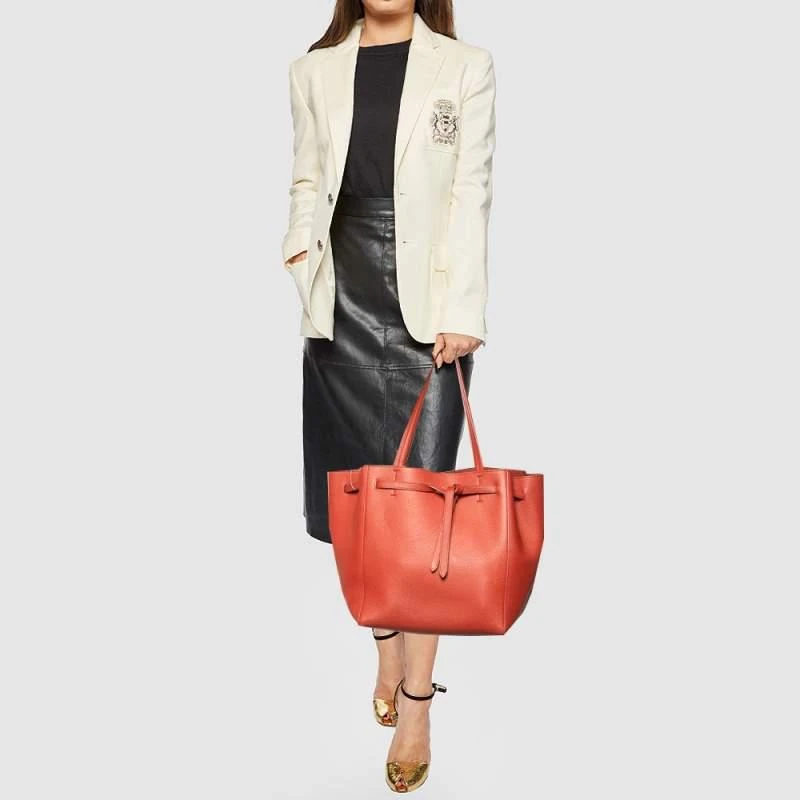 商品[二手商品] Celine|Celine Orange Soft Grained Leather Small Cabas Phantom Tote,价格¥3078,第2张图片详细描述