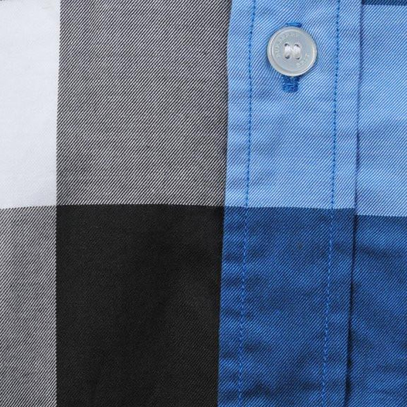 Burberry 博柏利 男士蓝白色棉质格子长袖衬衫 3942161商品第3张图片规格展示