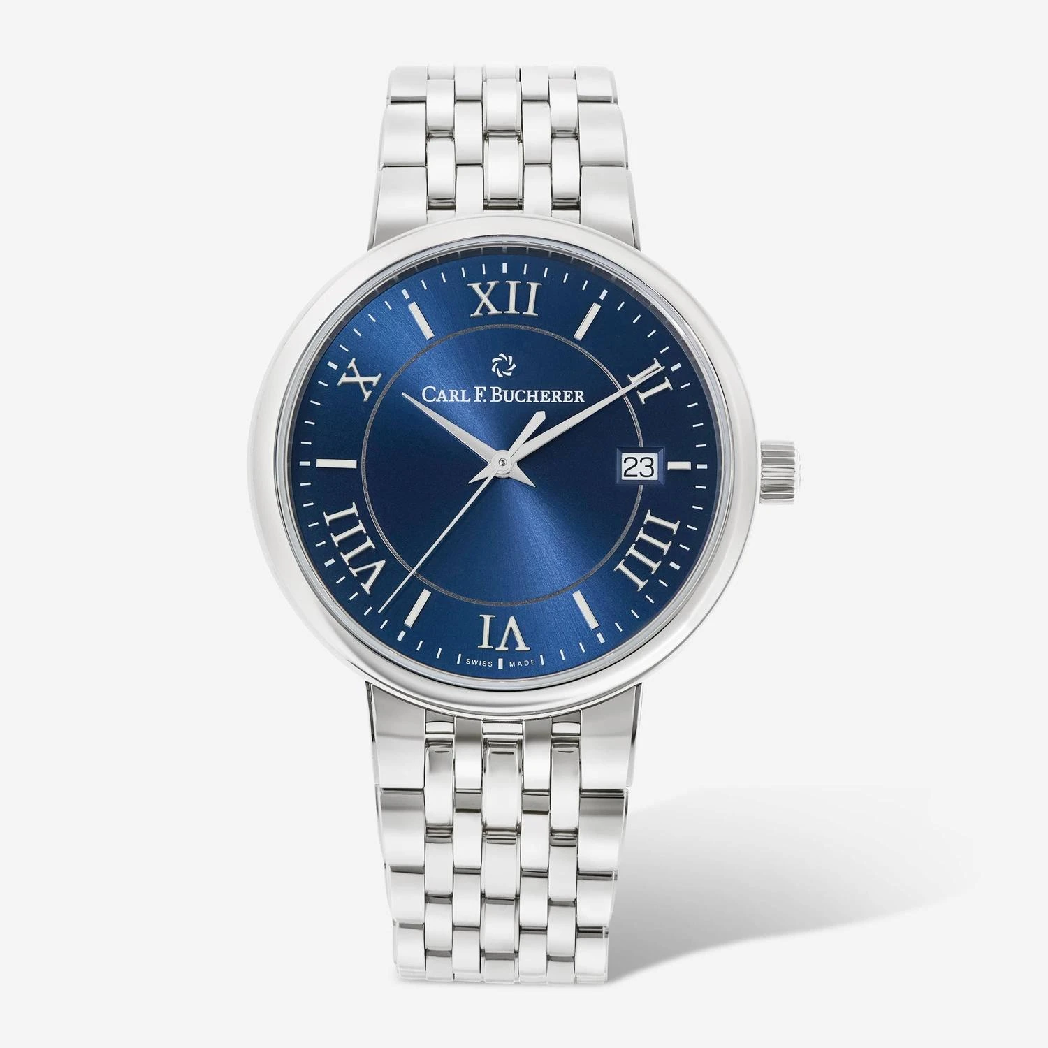 商品Carl F. Bucherer|Carl F. Bucherer Adamavi AutoDate Blue Dial Stainless Steel Automatic Men's Watch 00.10314.08.55.21,价格¥13765,第1张图片