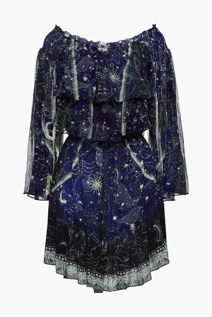 商品Camilla|Belted crepon-paneled embellished printed silk crepe de chine mini dress,价格¥2947,第1张图片
