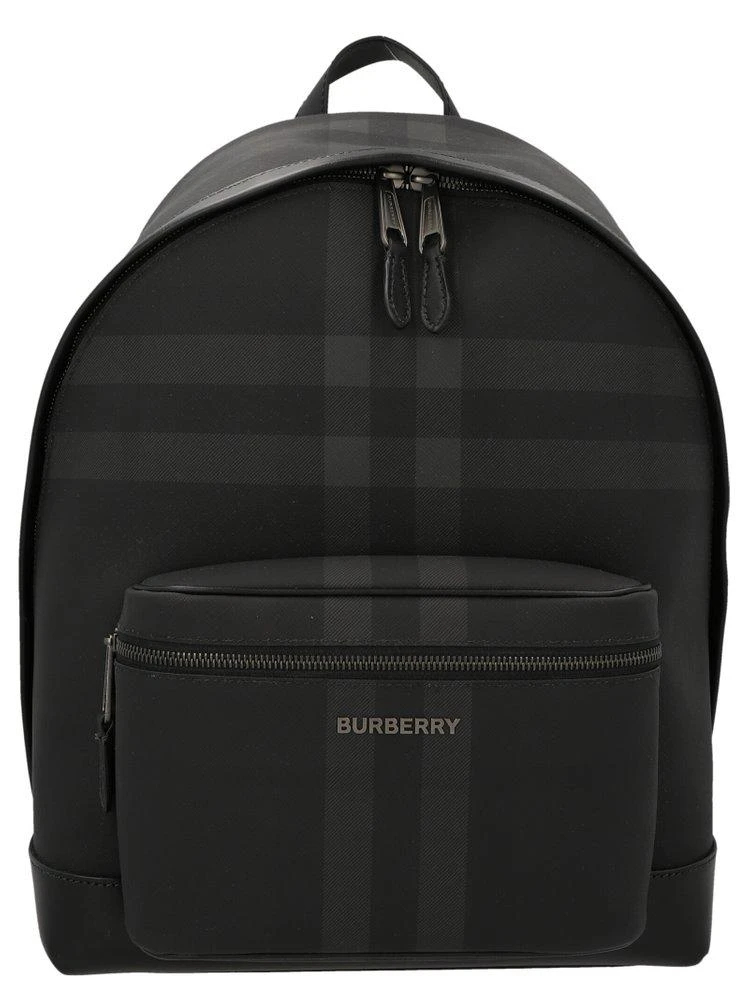 商品Burberry|Burberry Jett Checked Logo Plaque Backpack,价格¥7044,第1张图片