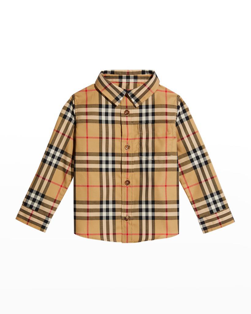 商品Burberry|Boy's Owen Vintage Check Long-Sleeve Shirt, Size 6M-2,价格¥1743,第1张图片
