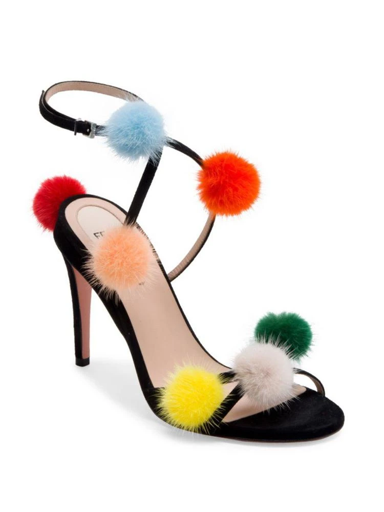 商品Fendi|Mink Fur Pom-Pom Suede Sandals,价格¥2985,第1张图片