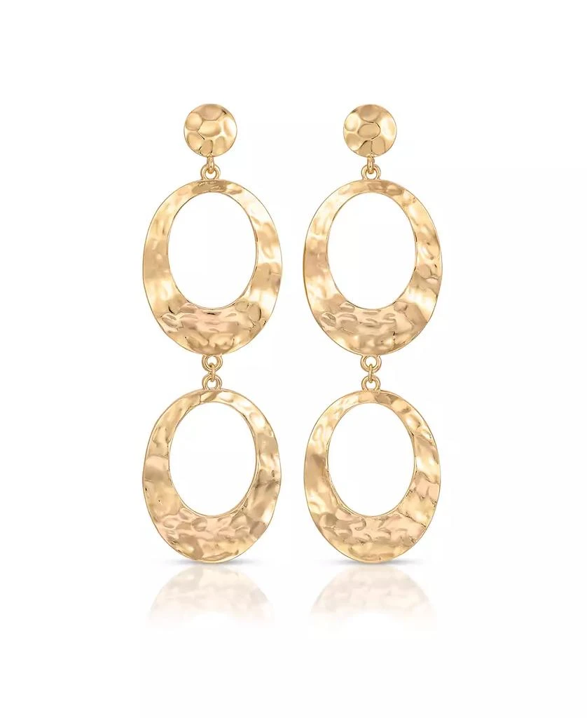 商品Ettika Jewelry|18K Gold-Plated Hammered Double Oval Link Drop Earrings,价格¥412,第2张图片详细描述