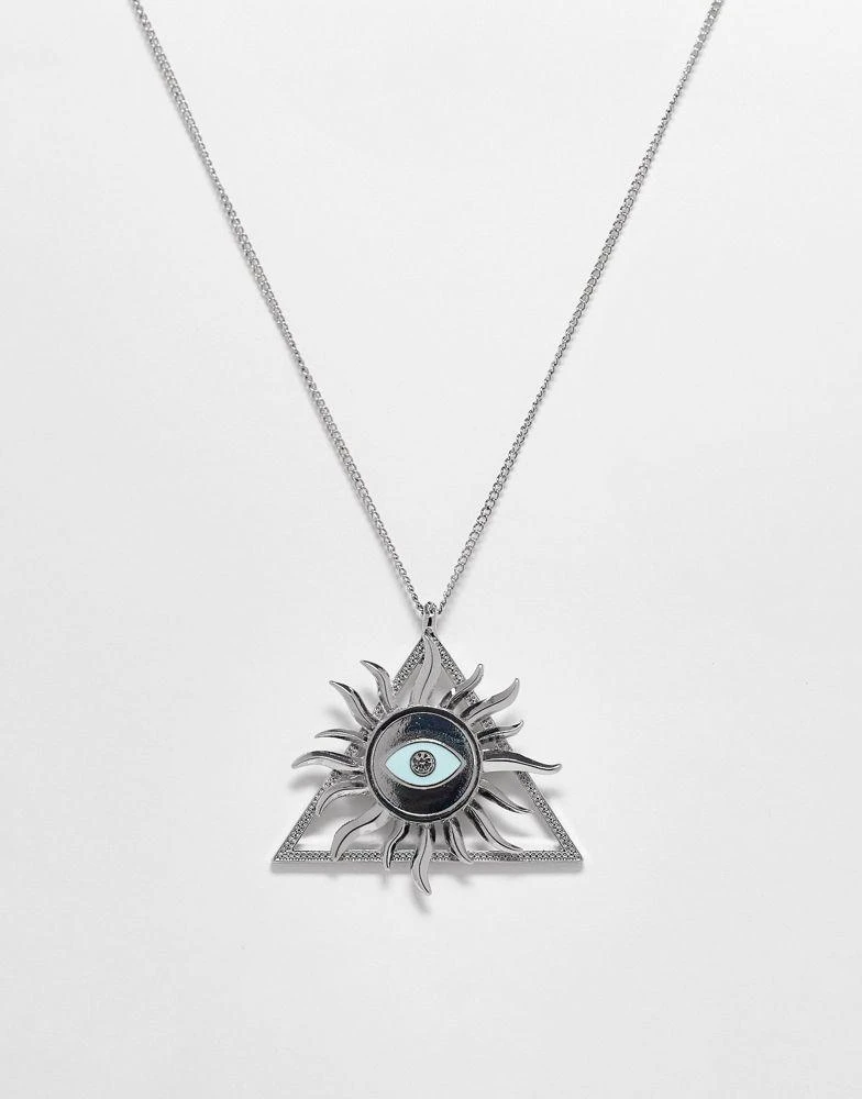 商品Reclaimed Vintage|Reclaimed Vintage inspired unisex statement sun eye necklace in silver,价格¥165,第1张图片