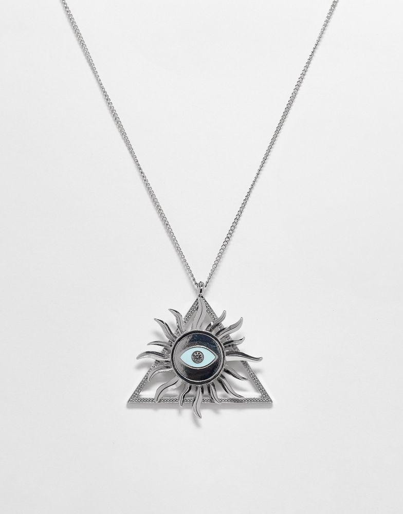 商品Reclaimed Vintage|Reclaimed Vintage inspired unisex statement sun eye necklace in silver,价格¥162,第1张图片