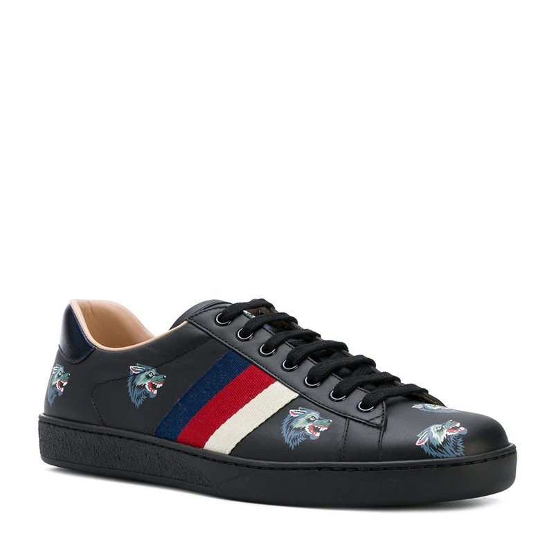 GUCCI古驰 男士黑色牛皮狼头印花休闲鞋板鞋 386750-0H810-1162 商品