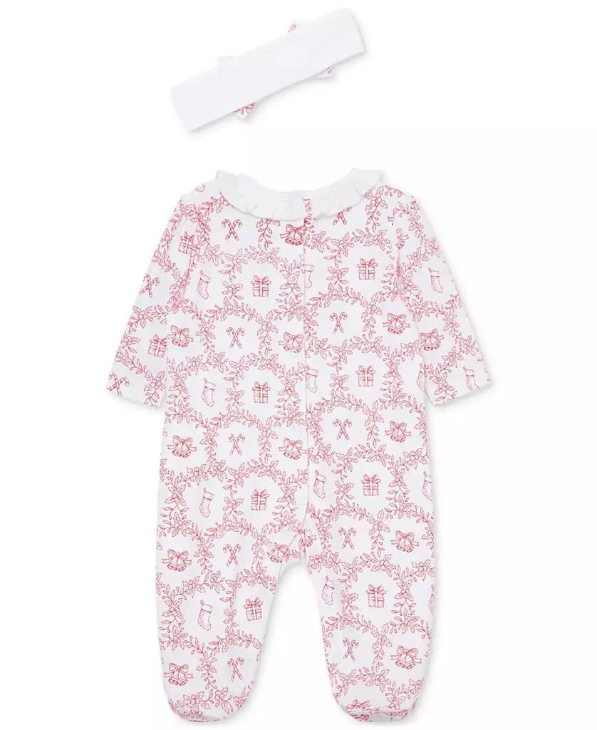 商品Little Me|Baby Girls Festive Cotton Toile Footed Coverall & Headband Set,价格¥210,第2张图片详细描述