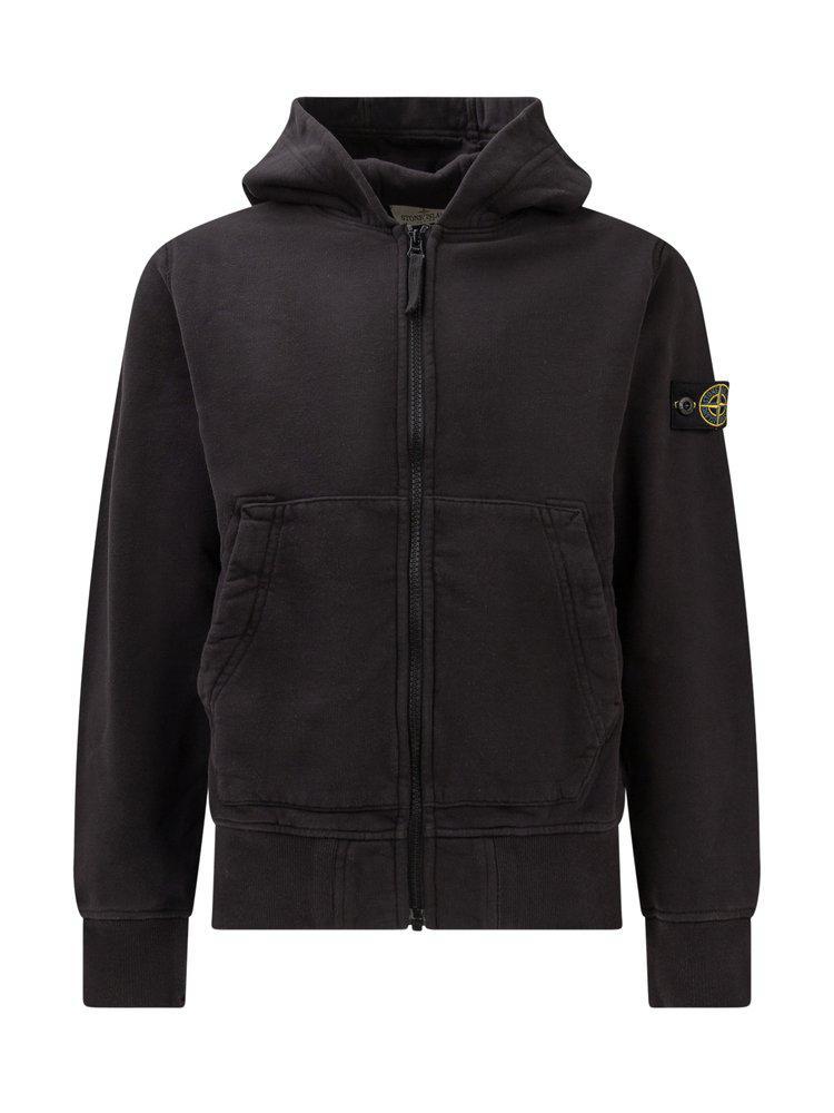 商品Stone Island Junior|Stone Island Junior Logo Patch Zipped Hoodie,价格¥1236-¥1253,第1张图片