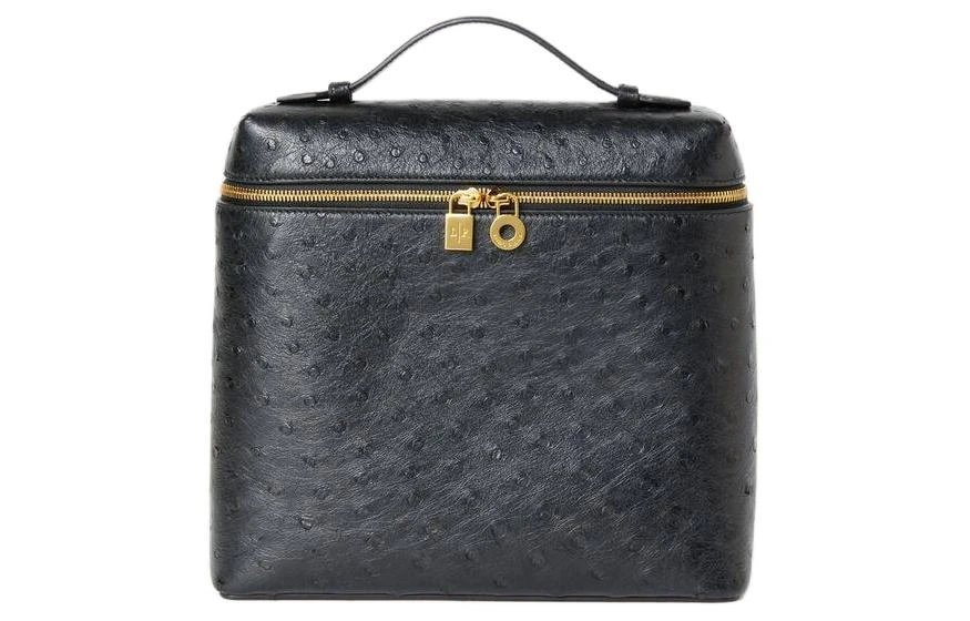 商品[国内直发] Loro Piana|ExtraPocket 可调节肩带拉链开合 鸵鸟皮革 背包双肩包 女款 黑色,价格¥47571,第1张图片
