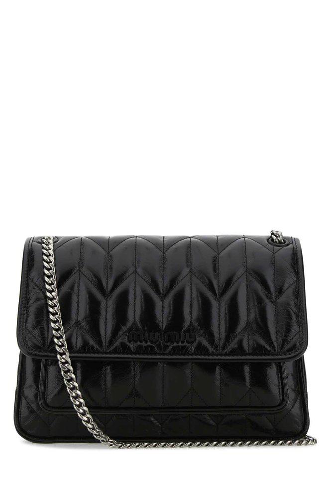 Miu Miu Logo Plaque Quilted Shoulder Bag商品第1张图片规格展示