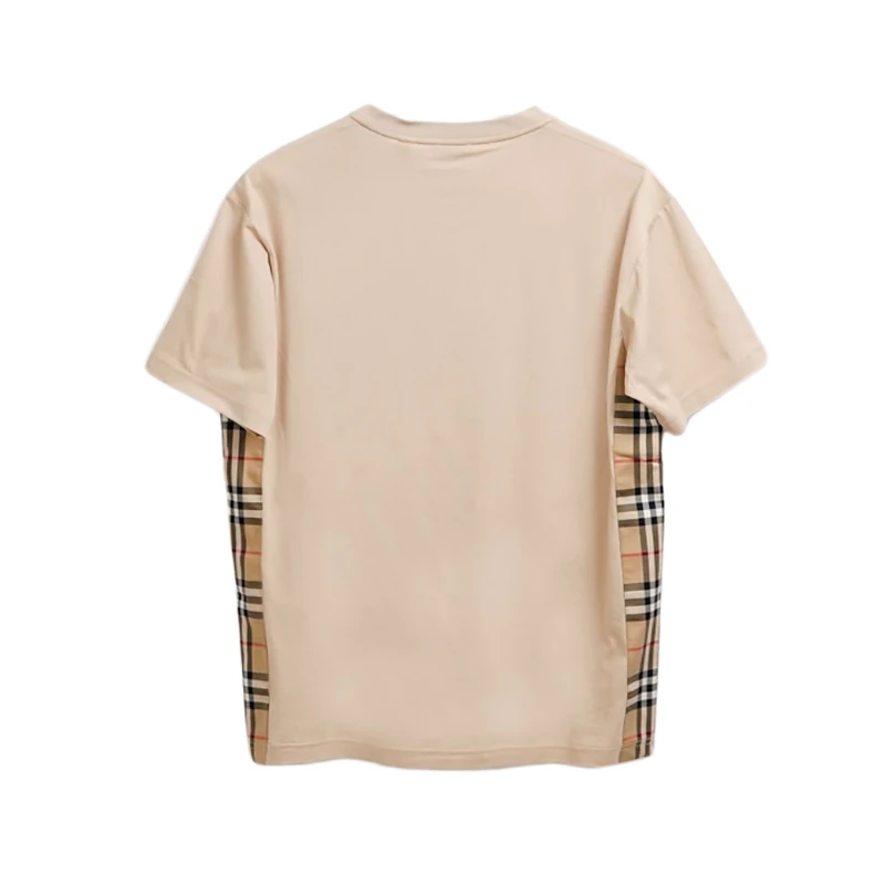 BURBERRY/博柏利 女士米褐色棉质侧边格纹设计B字刺绣T恤80670711 商品