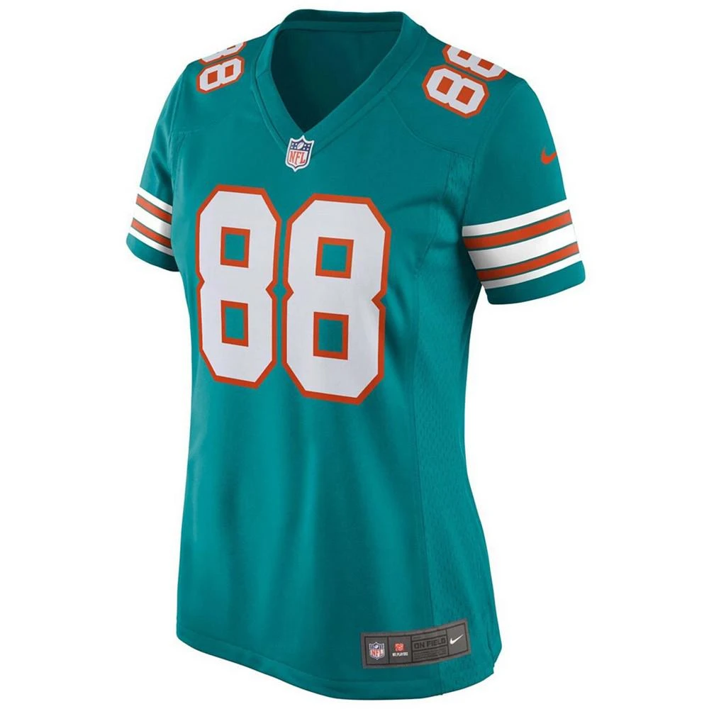 商品NIKE|Women's Mike Gesicki Aqua Miami Dolphins Alternate Game Jersey,价格¥964,第2张图片详细描述