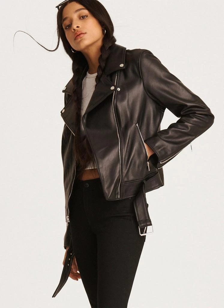 商品DKNY|Leather Motorcycle Jacket,价格¥2270,第1张图片