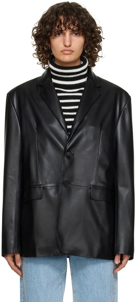 商品The Frankie Shop|Black Olympia Faux-Leather Blazer,价格¥1678,第1张图片