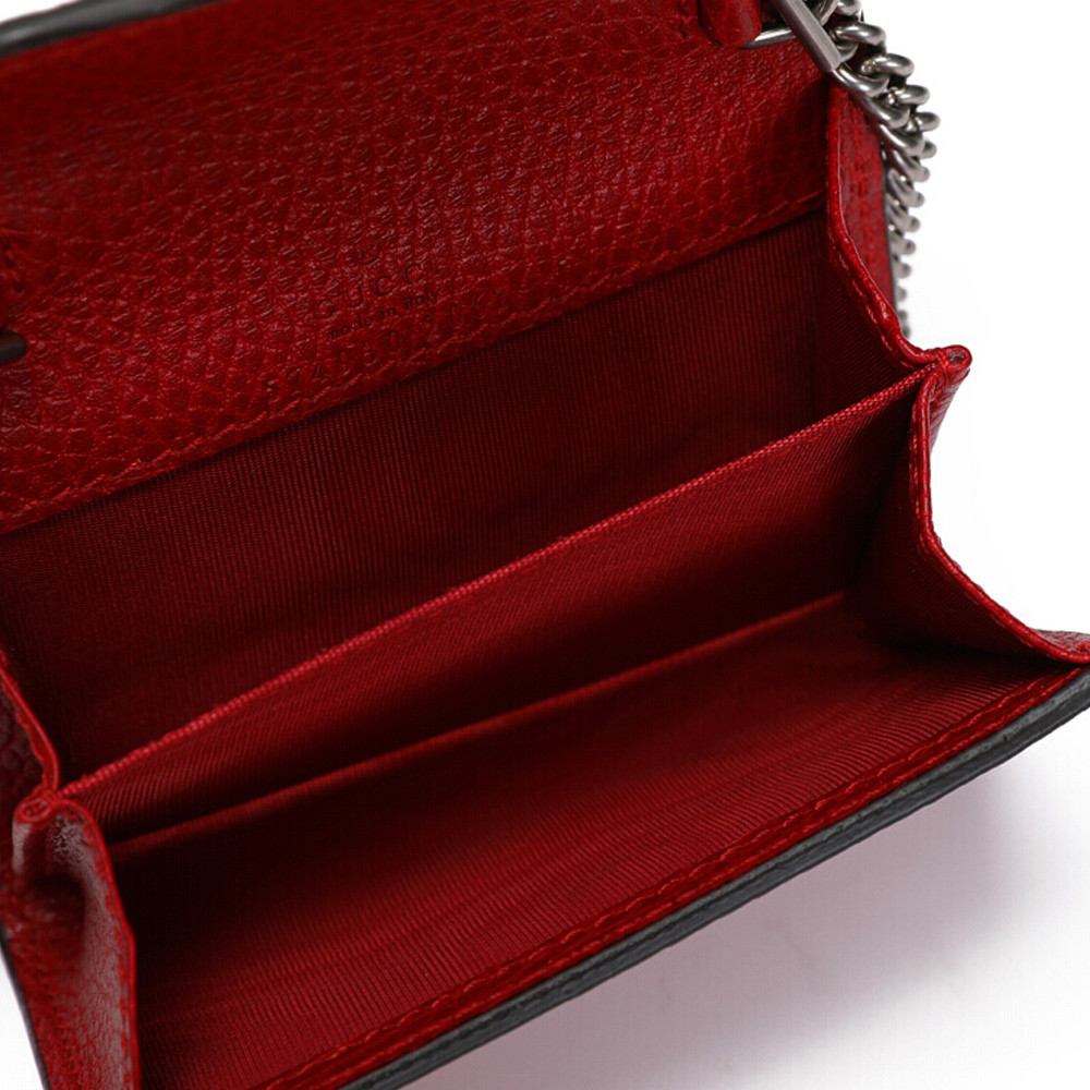 GUCCI 女士红色牛皮链条零钱包 574930-CAO0X-6433商品第2张图片规格展示